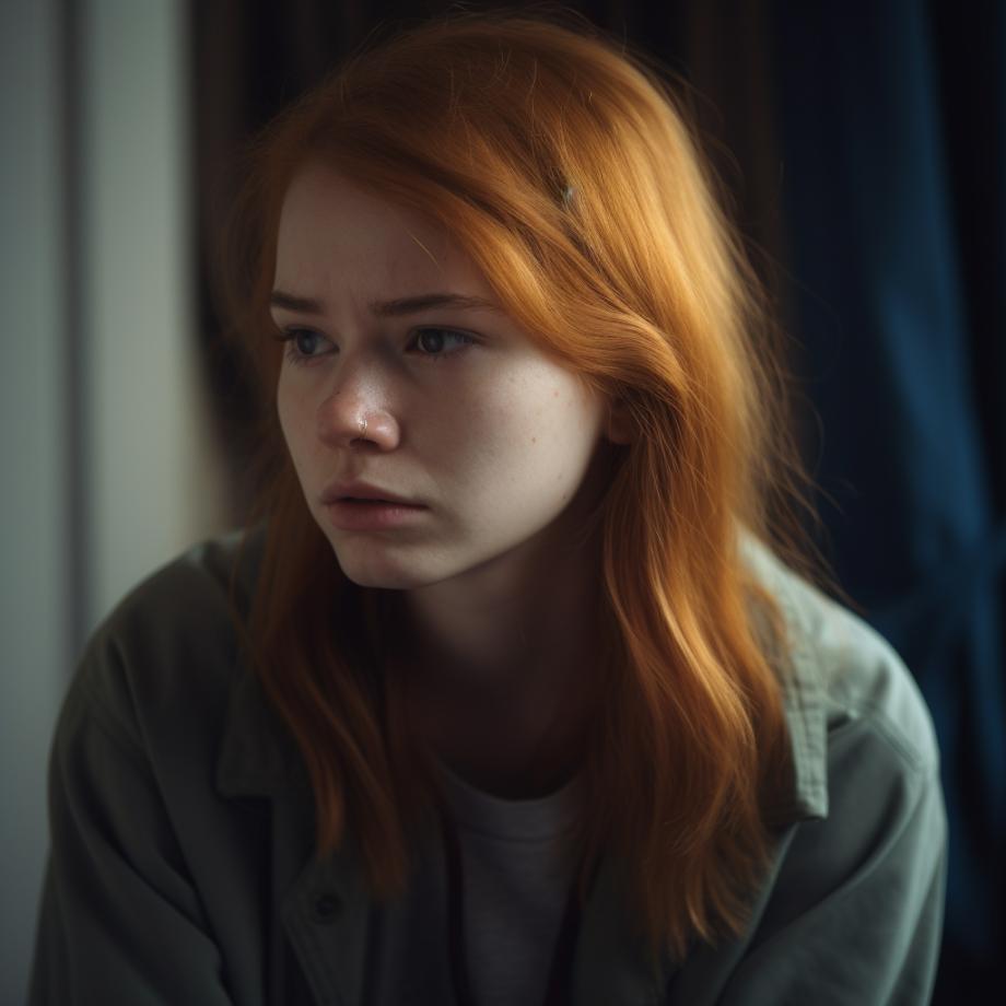 sad young adult girl